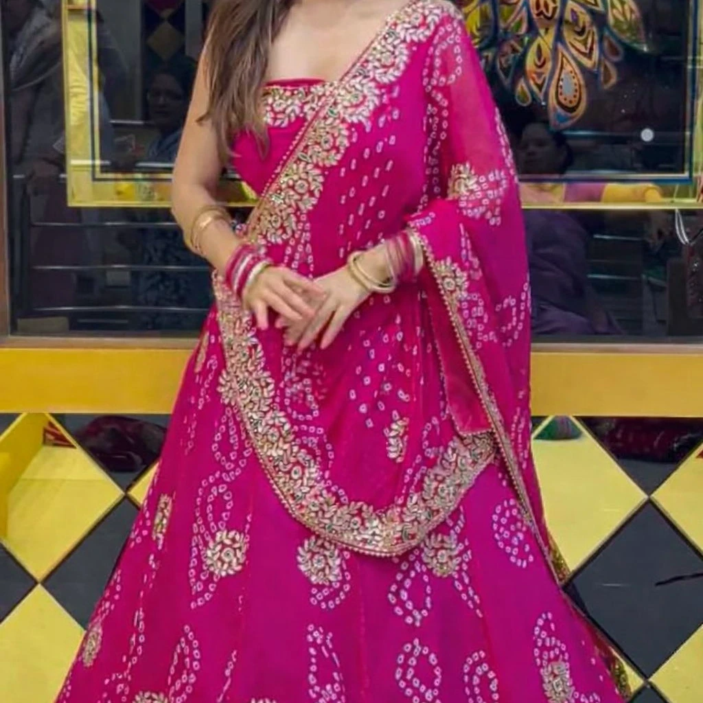 New Super hit Badhani print  With Embroidery gotta Patti work  Lehengha choli