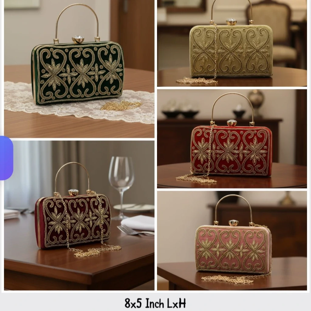 Zari Handwork Clutch Sling For Women And Girls