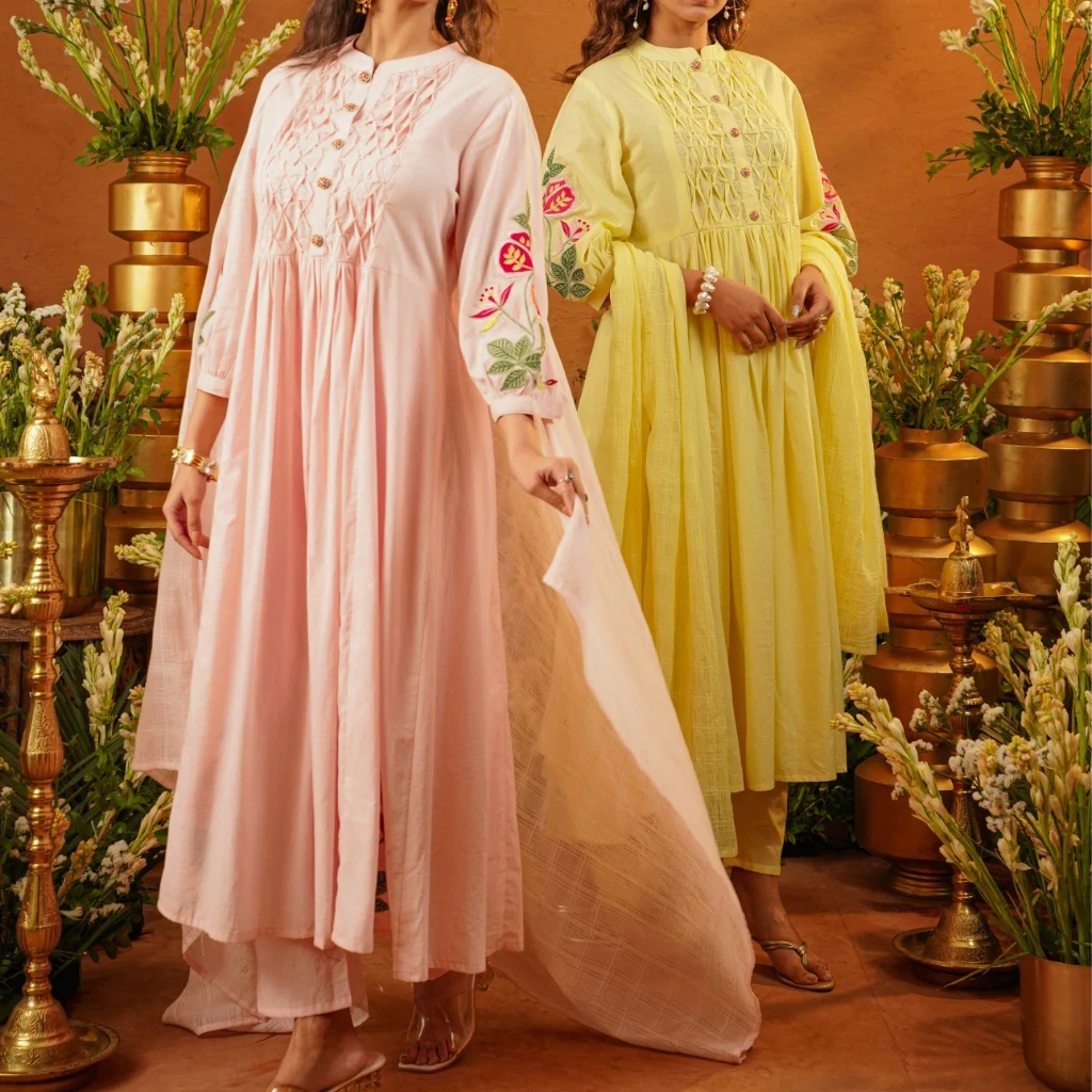 Pure cotton dupatta set with linning attached