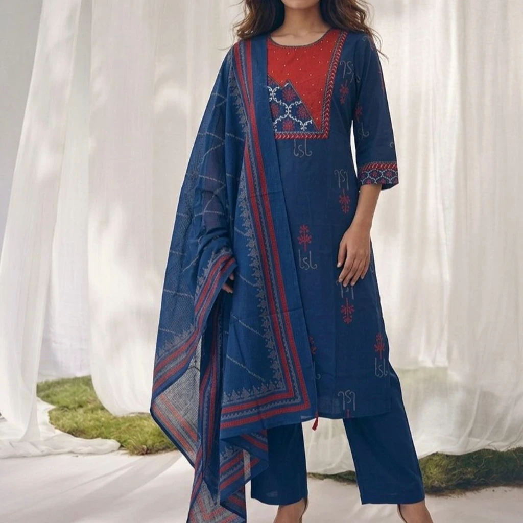 Pure cotton dupatta set