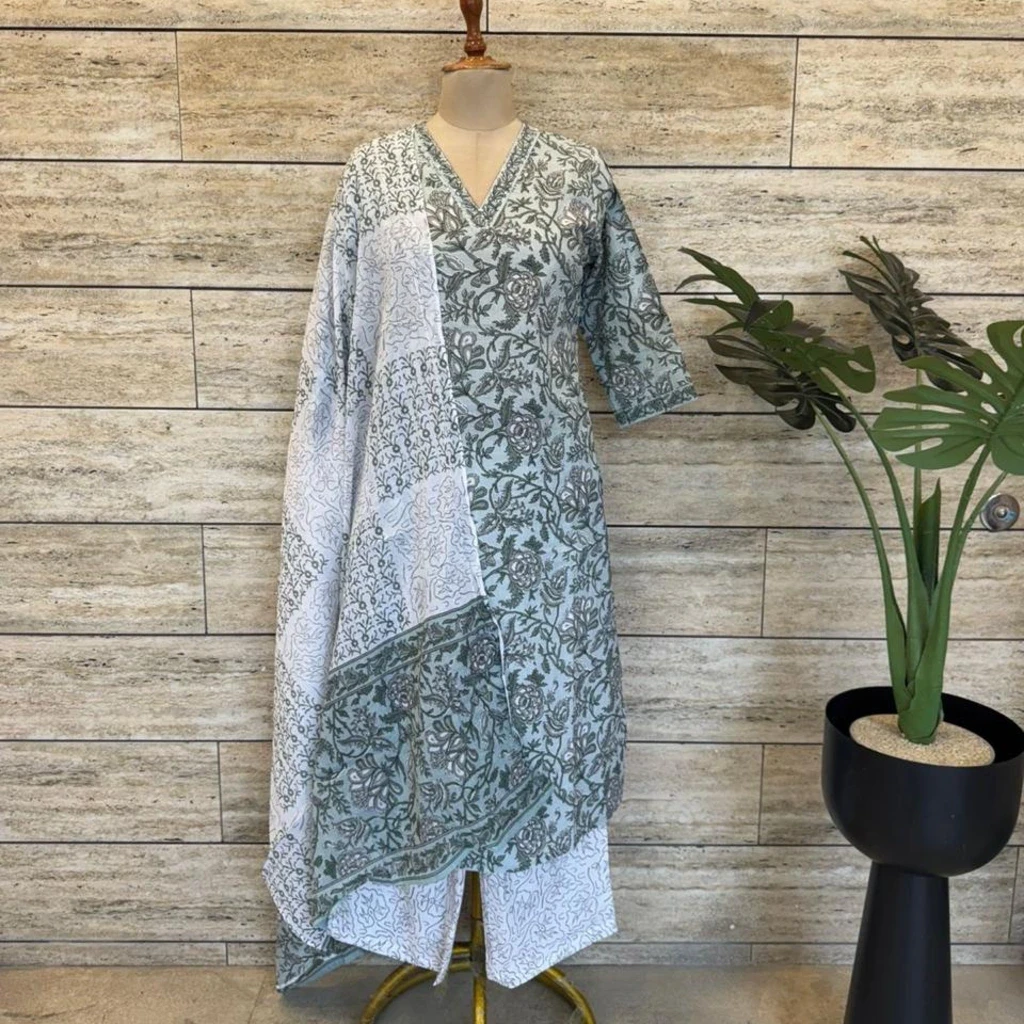 Pure cotton dupatta set