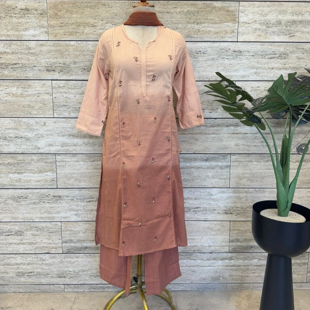 Pure cotton ombre dupatta set