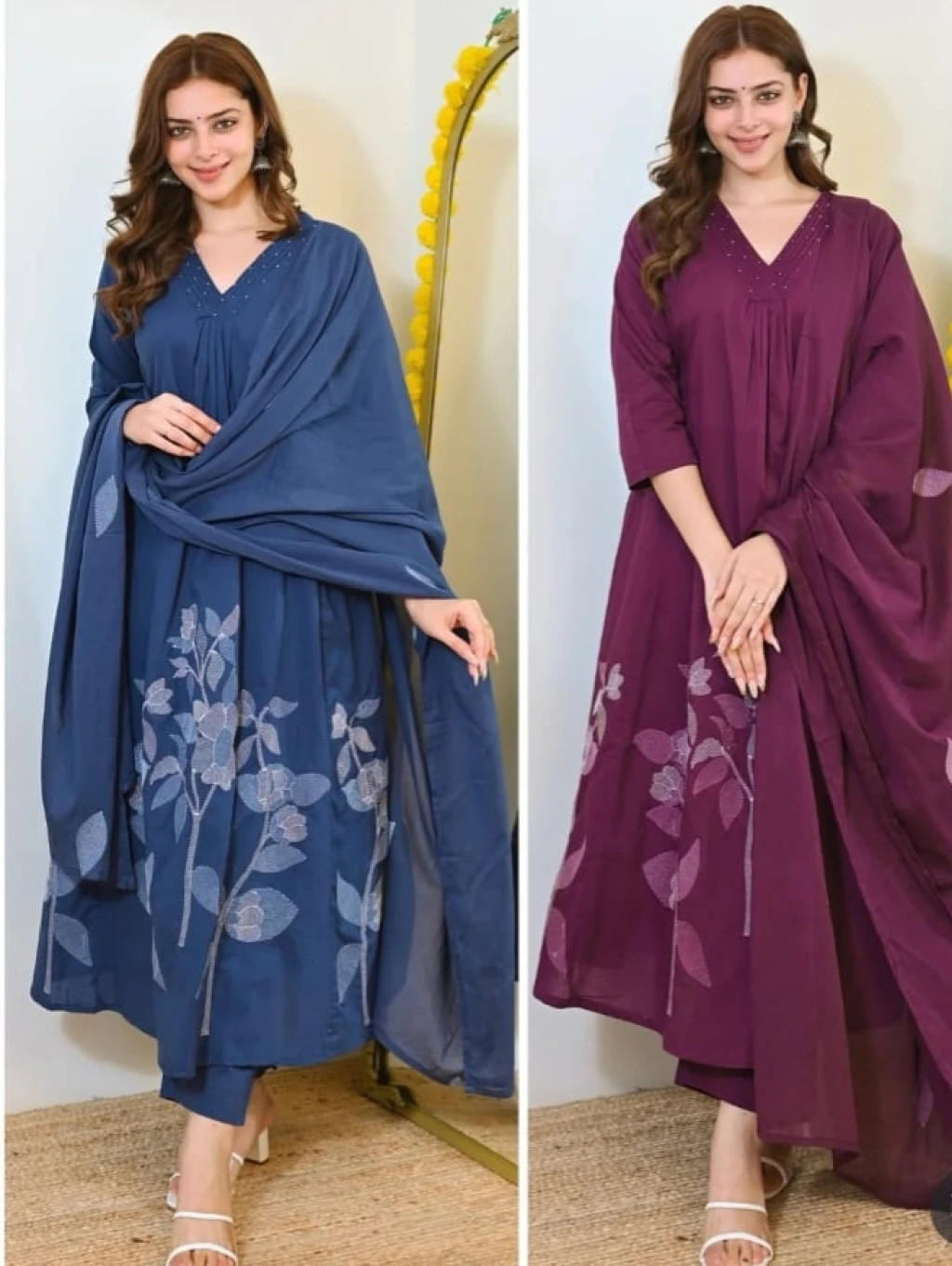 Beautiful pure cotton kurti pant dupatta set