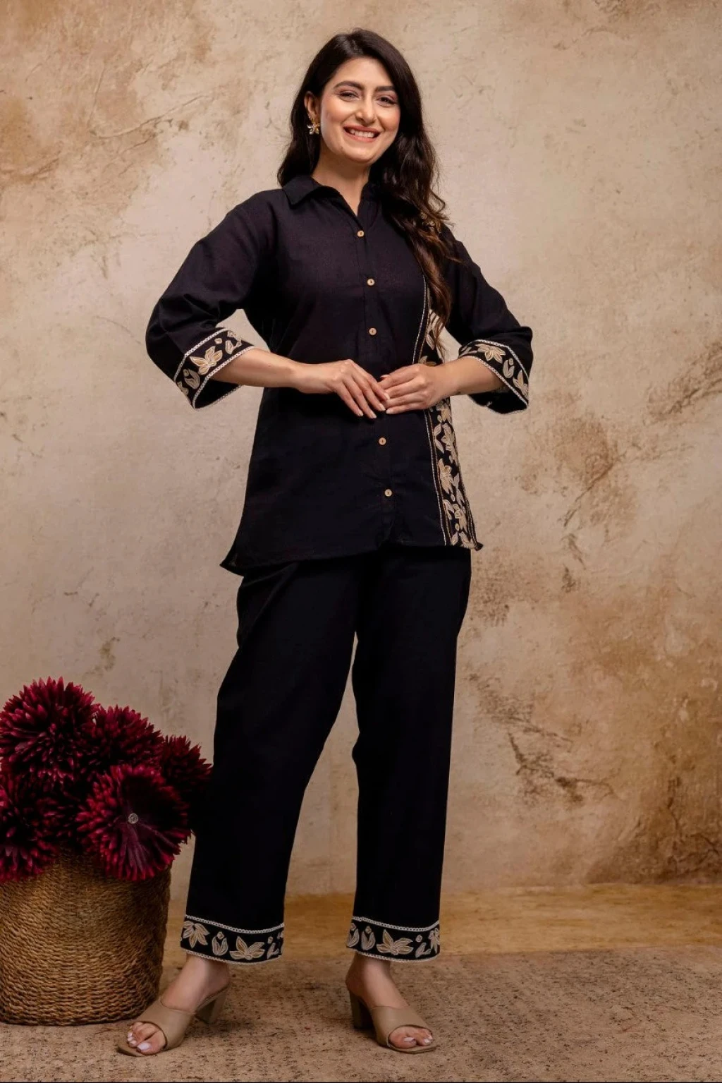 Premium cotton flex top with beautiful embroidery work
