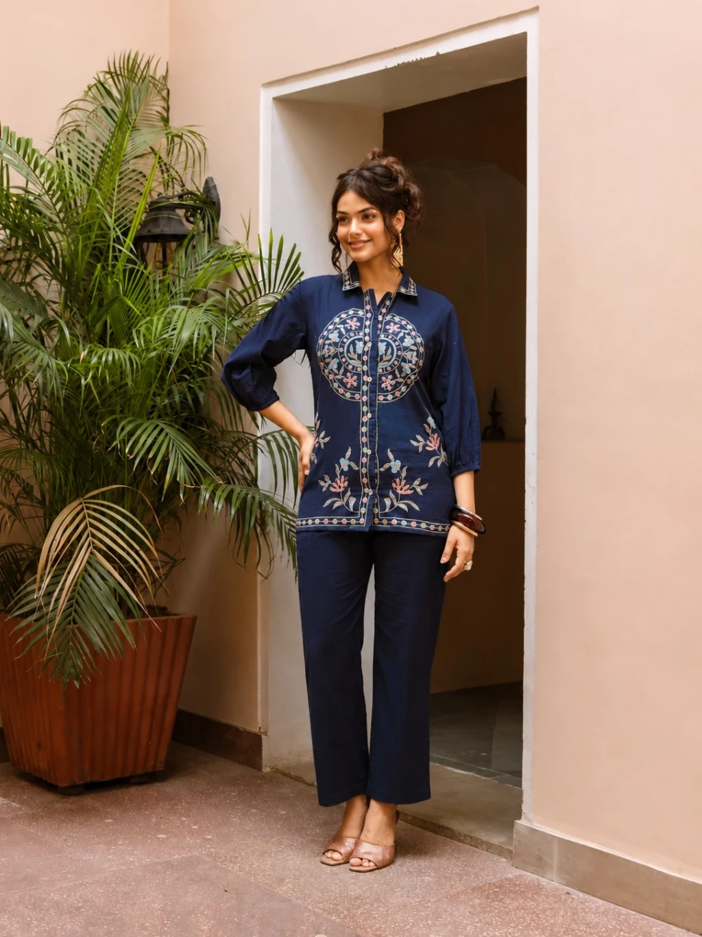 Premium cotton flex  top with beautifuly embroidery work