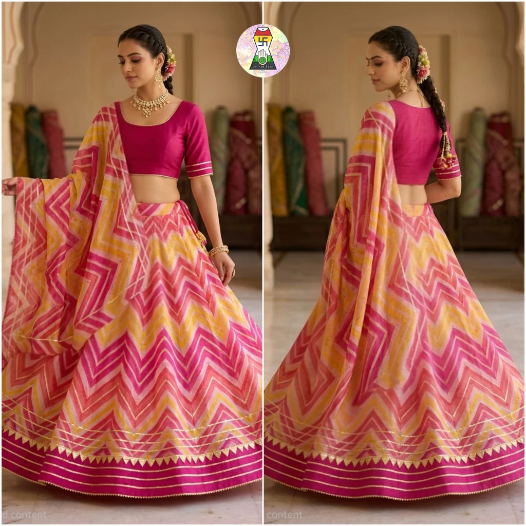 New Designer Kota Doriya Bandhej  PRINT  lengha DUPTTA BLOUSE SET