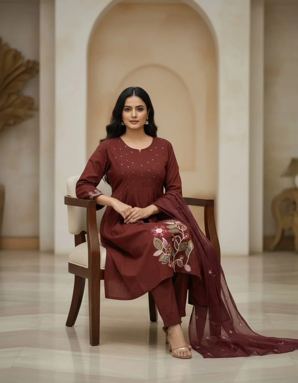 Beautiful Cotton Embroidered Suit Set  New Colour