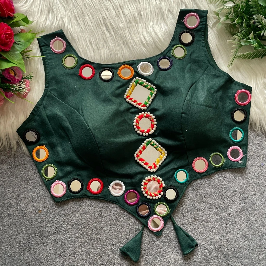 new Navratri concept blouse with real hand mirror work
