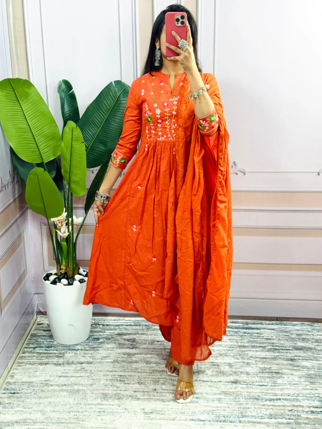 NEW ARRIVALSet 3 Piece Straight Gown Kurti  Pant  Dupatta