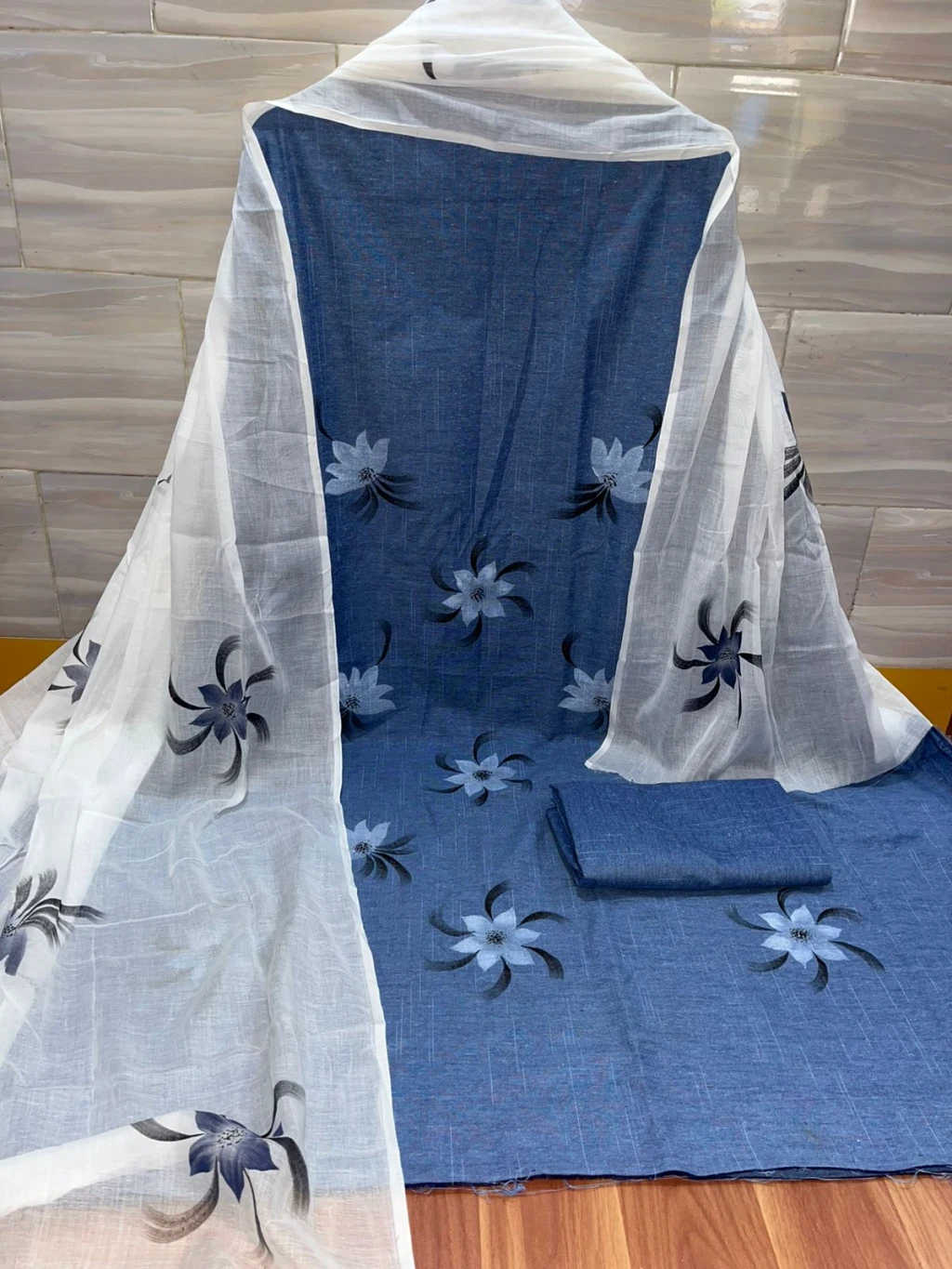 Premium Cotton Denim Blue Dress Material