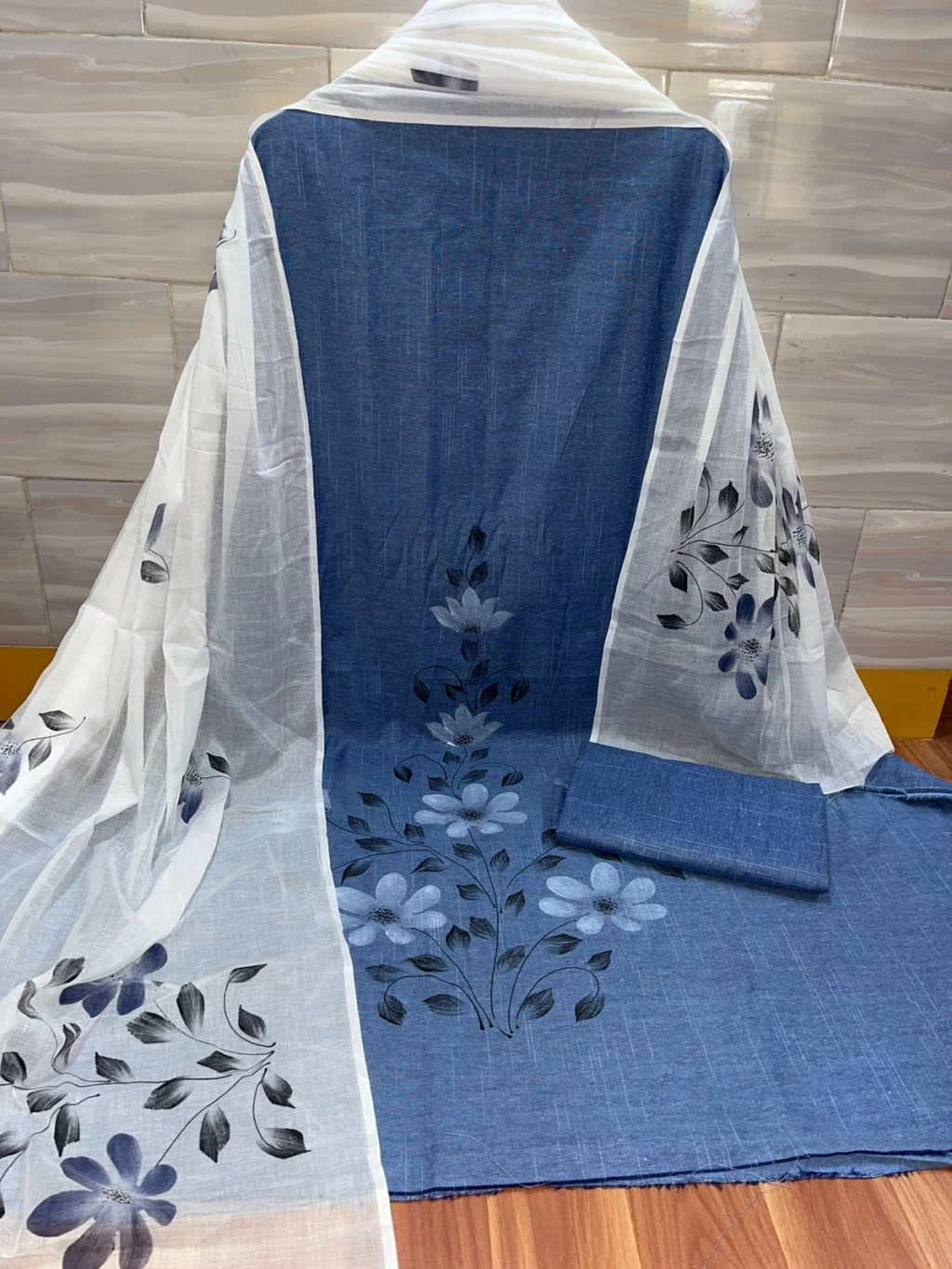 Premium Cotton Denim Blue Dress Material