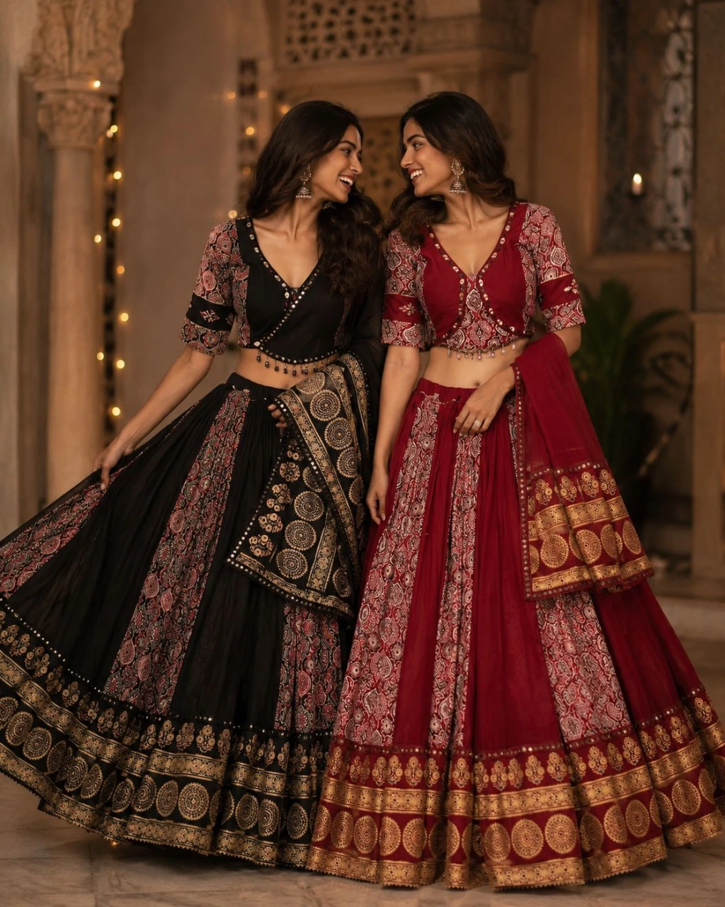 Pure ajrakh cotton fabric chaniya choli