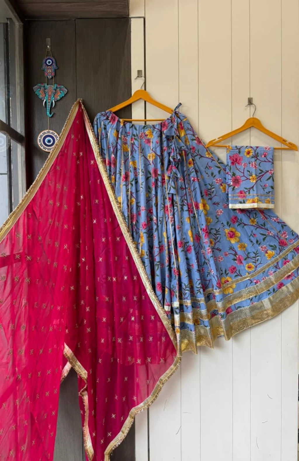 Pure camric cotton heavy lappa border chaniya choli