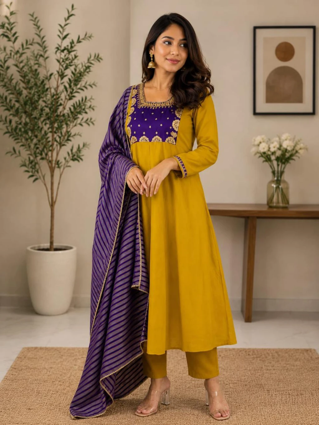 WOMENS PURE VISCOSE MUL CHANDERI KURTA SETS
