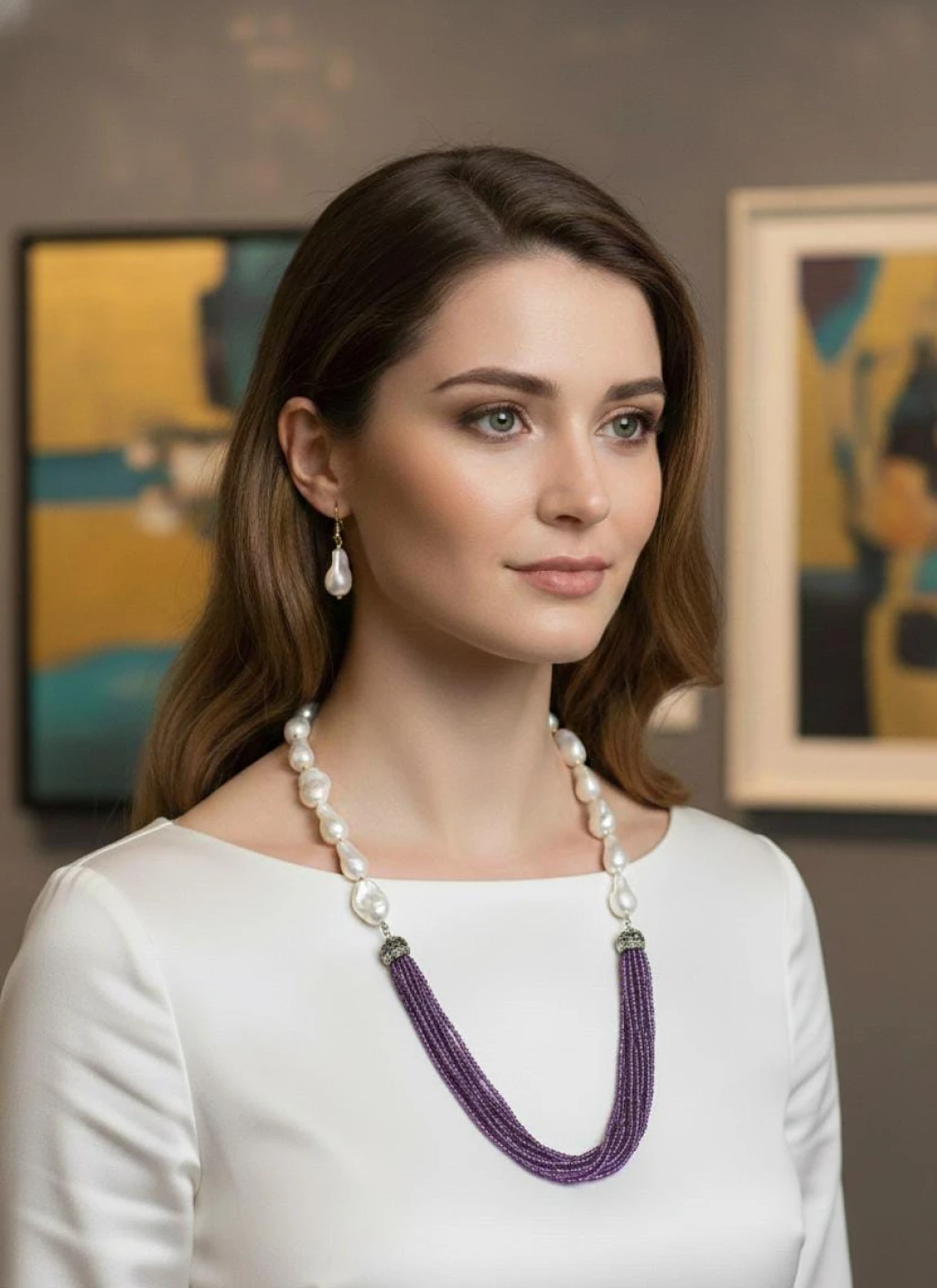 Antique beeds mala with pearl