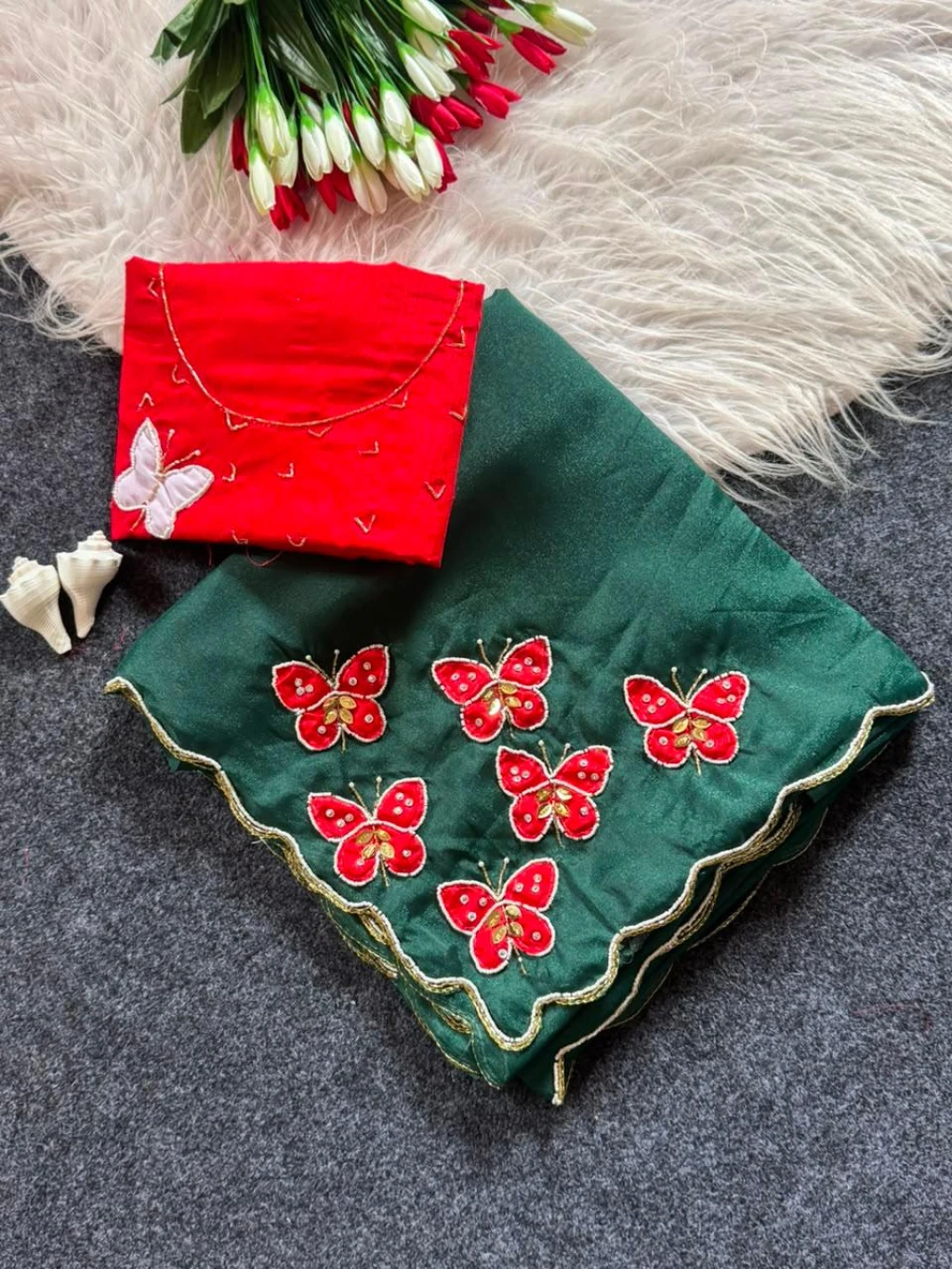 MOST VIREL INSTAGRAM HIT BUTTERFLY HANDWORK SAREE TOP TRENDING