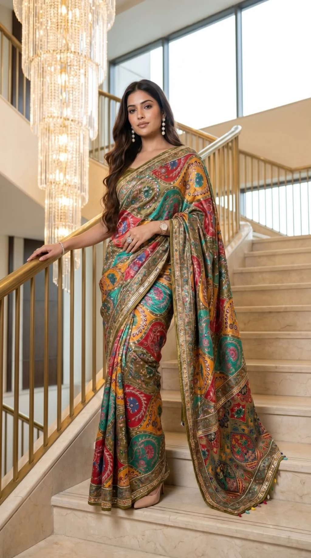 NEW VIRAL INSTRGRAM TOP TRENDING POSITION PRINT SAREE LUNCH