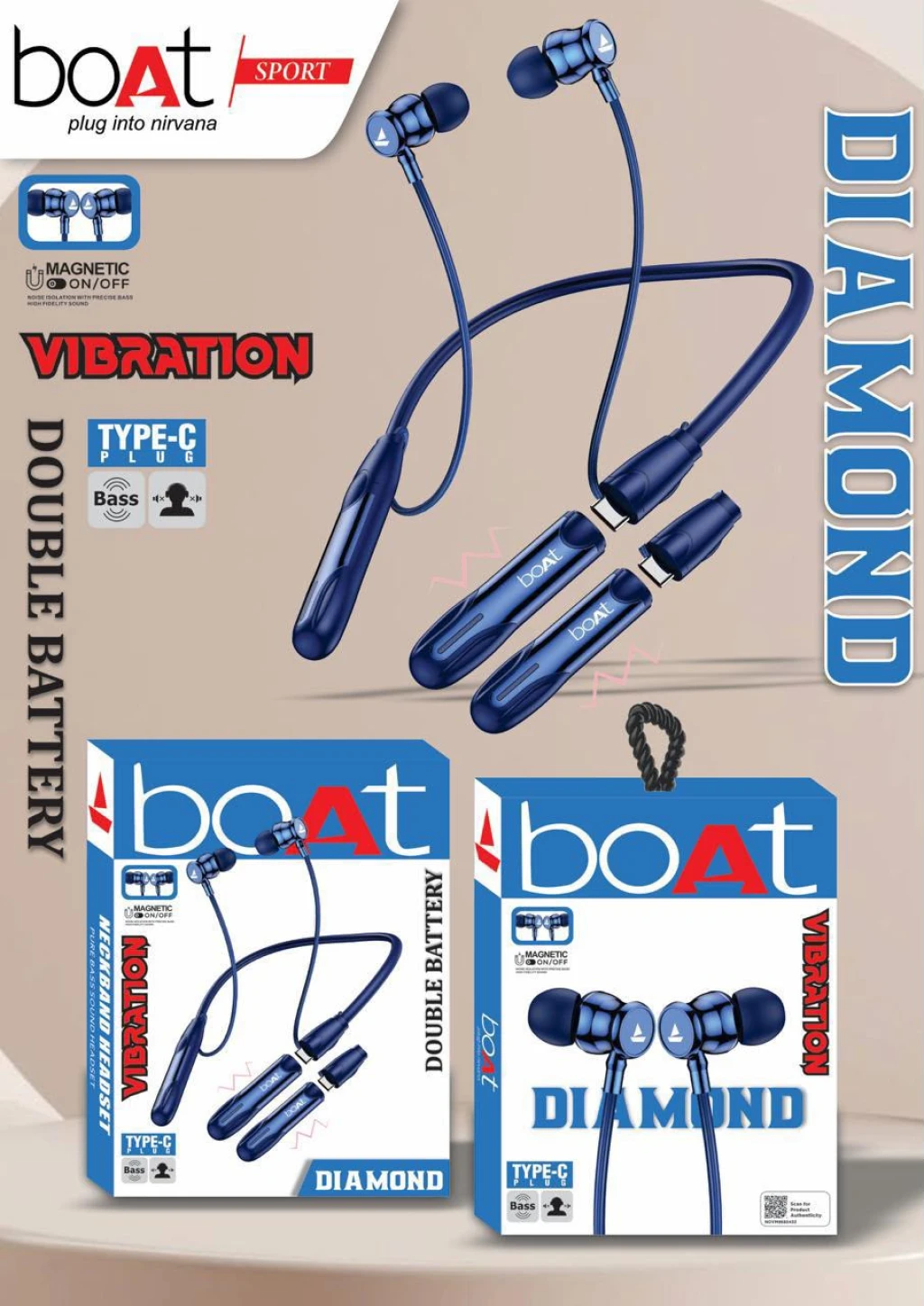 Boat Diamond Doul battery neckband