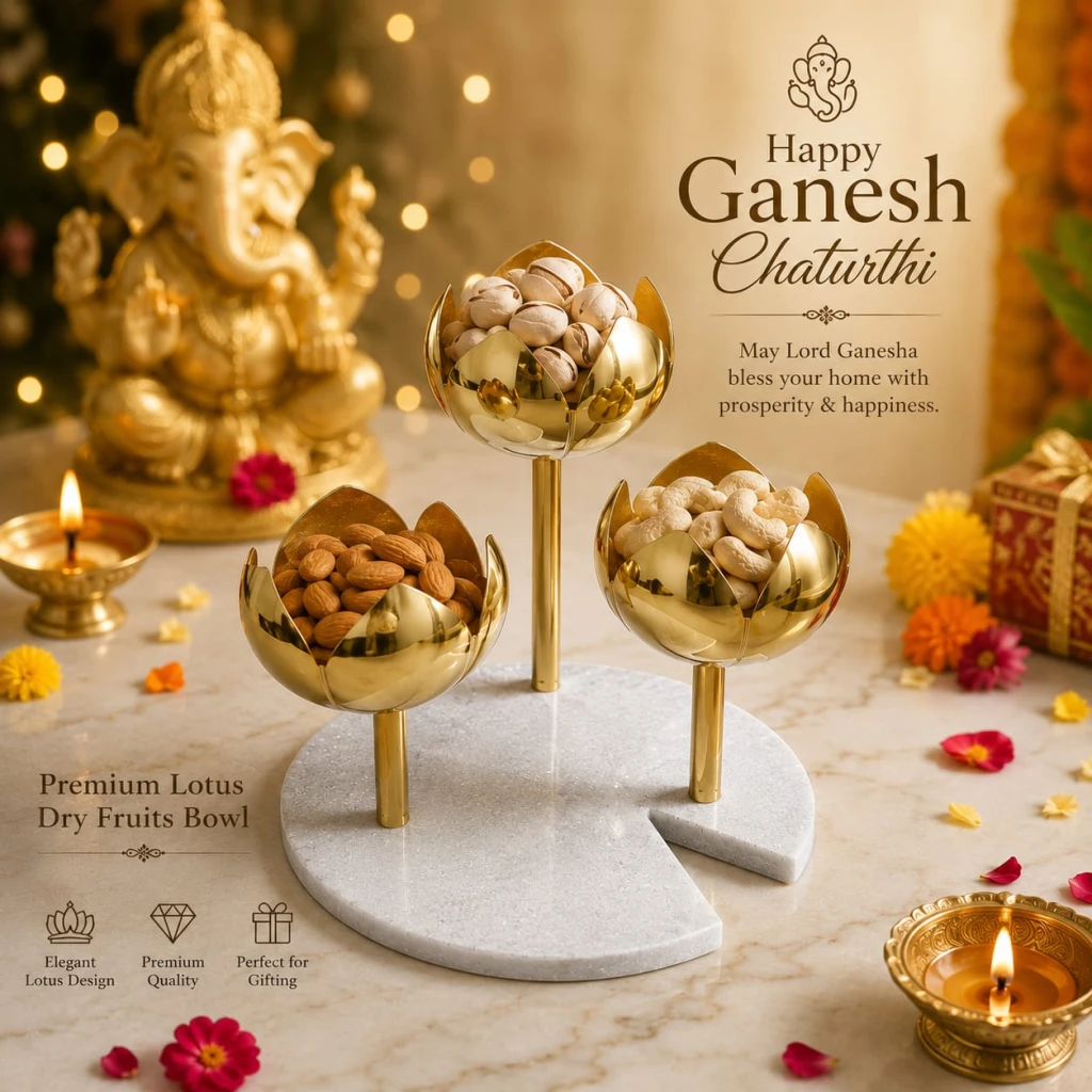 Luxury Lotus Dry Fruit Bowl Set
