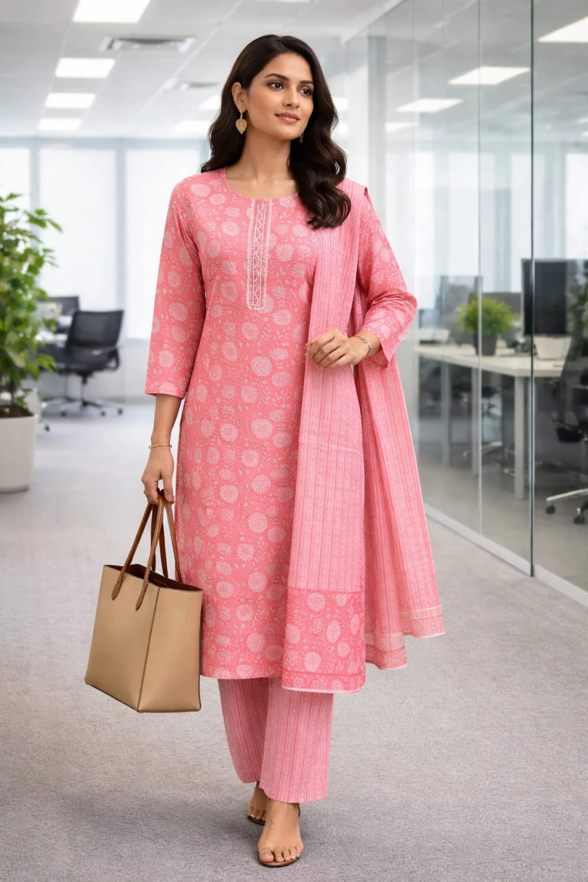 Cambric Cotton Suit Set for Women  Office Wear 3 Piece Suit Set